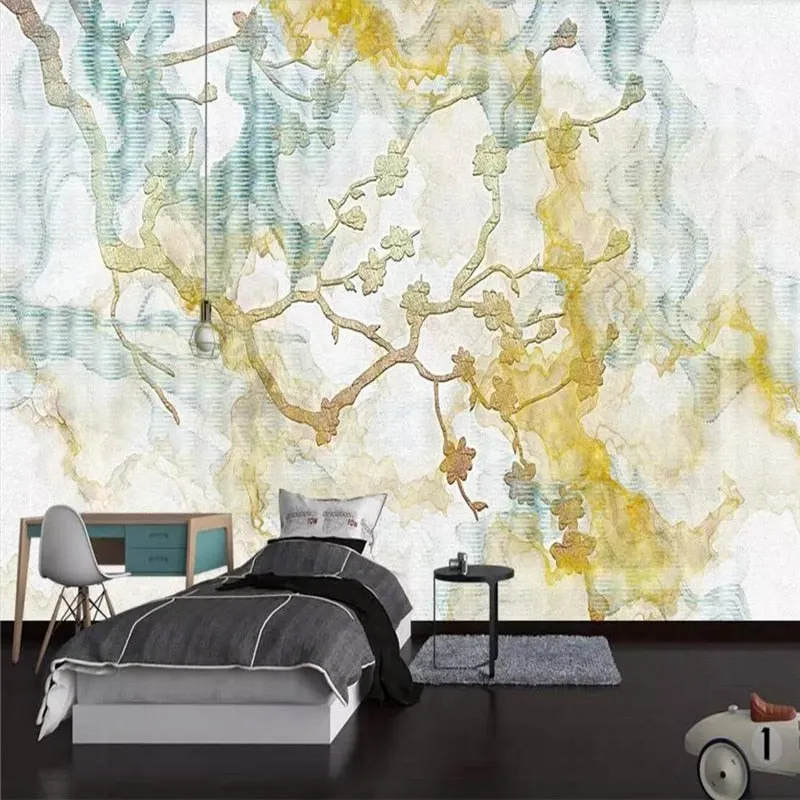 Custom Wallpaper Mural Chinese Style Abstract Flowers Birds (㎡)