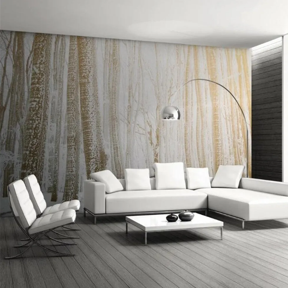 Custom Wallpaper Mural Golden Forest after Snow (㎡)