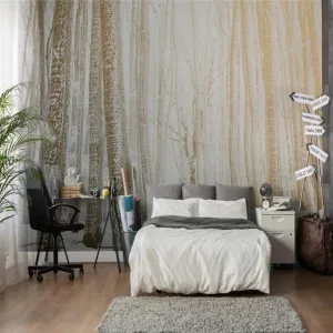 Custom Wallpaper Mural Golden Forest after Snow (㎡)