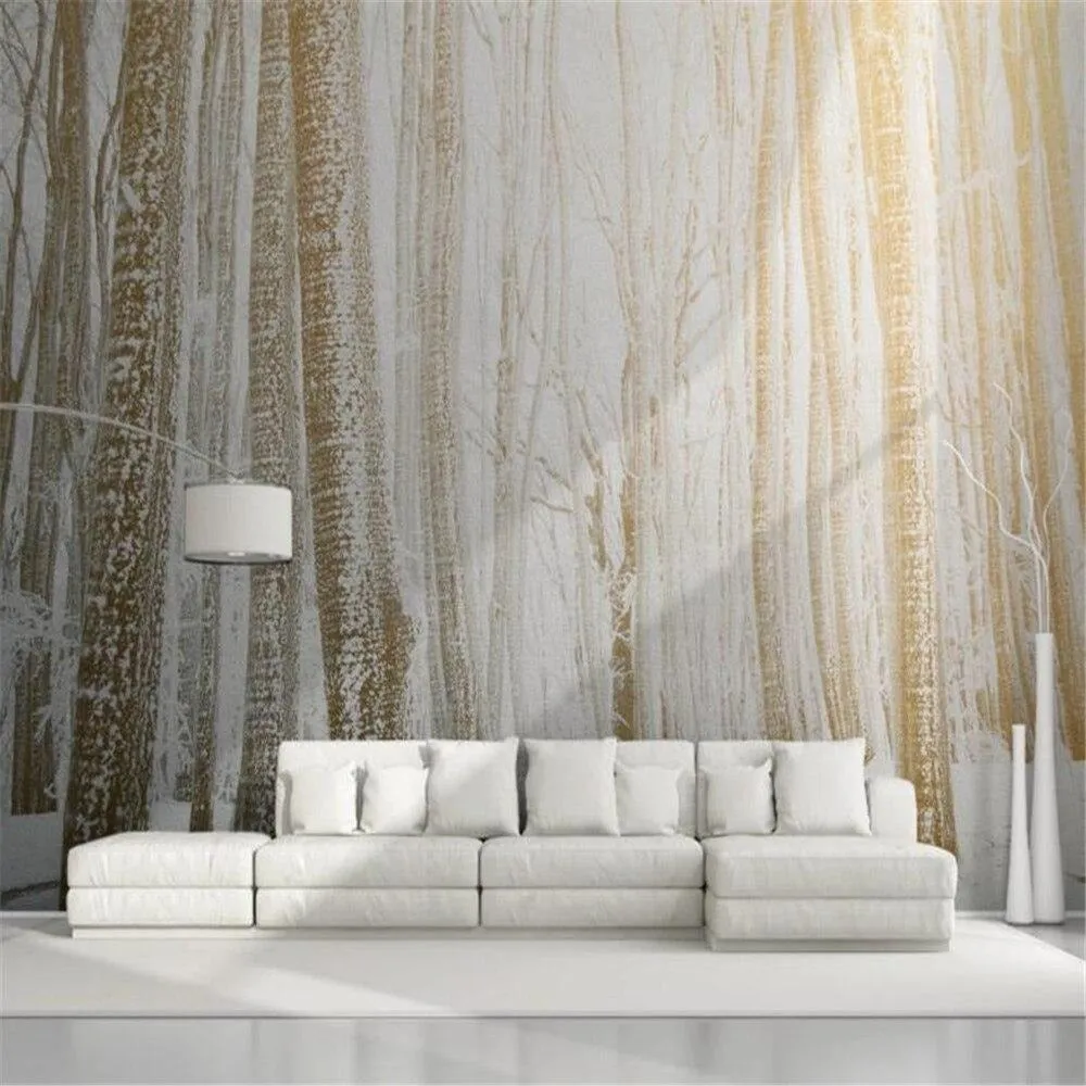 Custom Wallpaper Mural Golden Forest after Snow (㎡)
