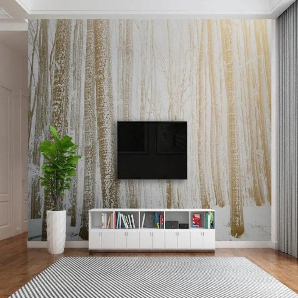 Custom Wallpaper Mural Golden Forest after Snow (㎡)