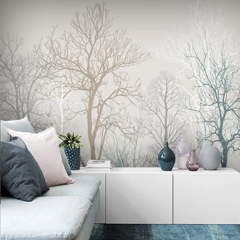 Custom Wallpaper Mural Hand Painted Abstract Forest (㎡)