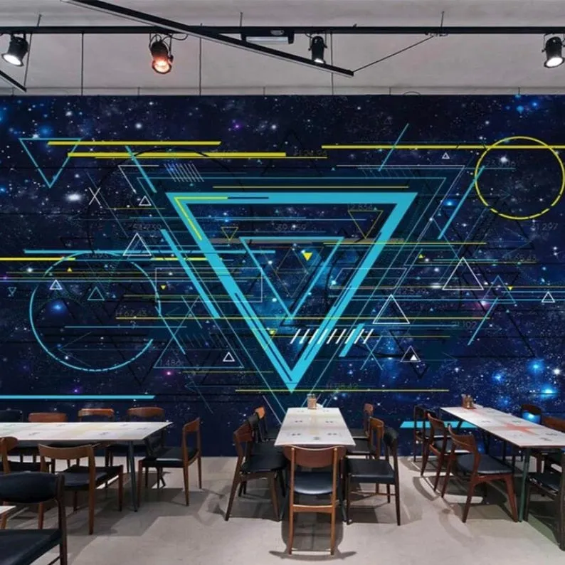 Custom Wallpaper Mural Modern Creative Star Space Line (㎡)
