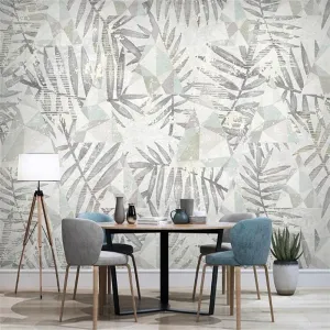 Custom Wallpaper Mural Modern Geometric Pattern Leaves (㎡)