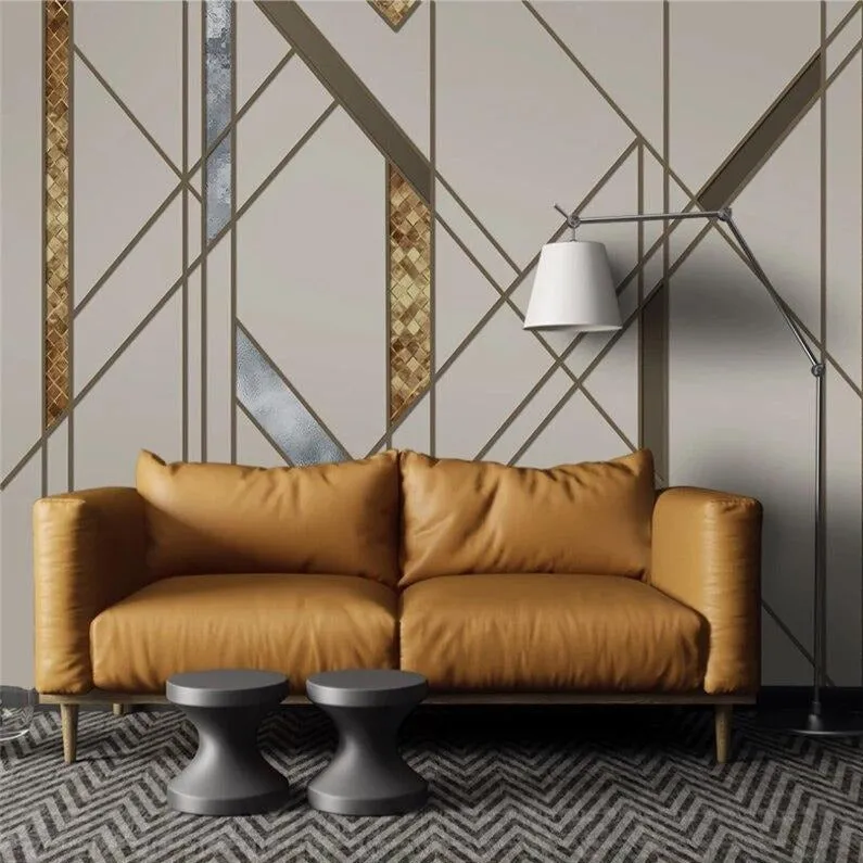 Custom Wallpaper Mural Nordic Abstract Lines Squares (㎡)