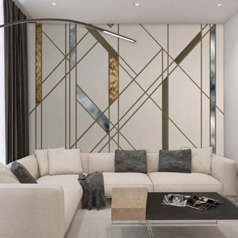 Custom Wallpaper Mural Nordic Abstract Lines Squares (㎡)