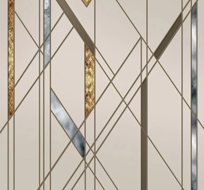 Custom Wallpaper Mural Nordic Abstract Lines Squares (㎡)