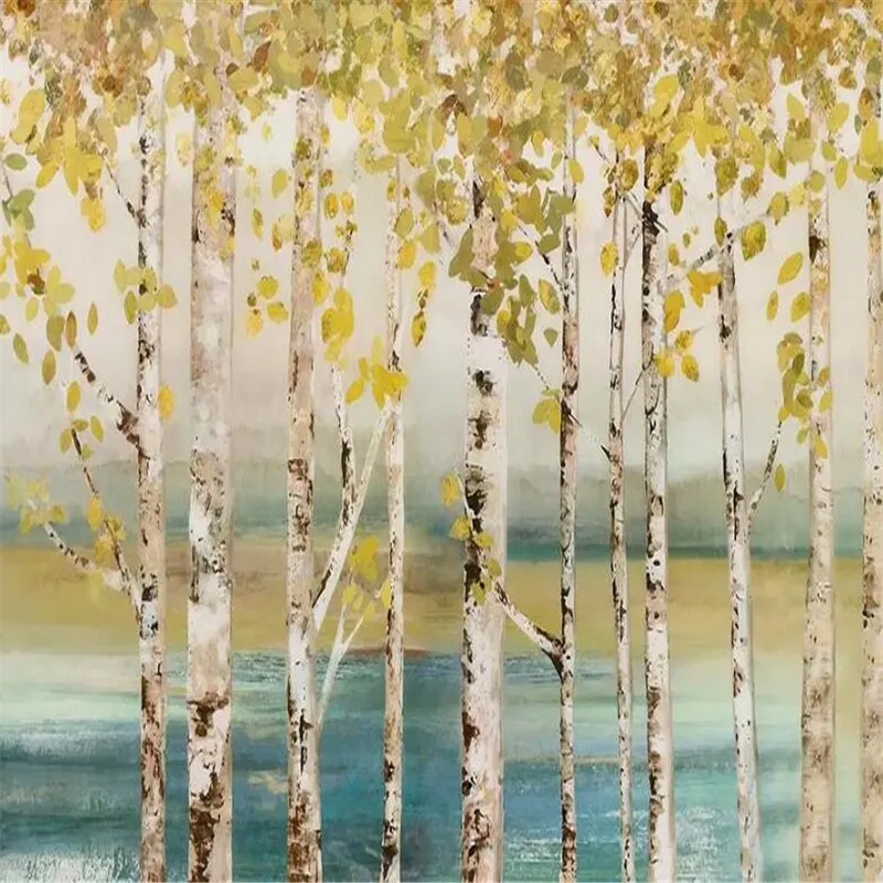 Custom Wallpaper Mural Nordic Style Birch Woods (㎡)