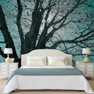 Custom Wallpaper Mural Oil Painting Effect Tree Silhouette (㎡)