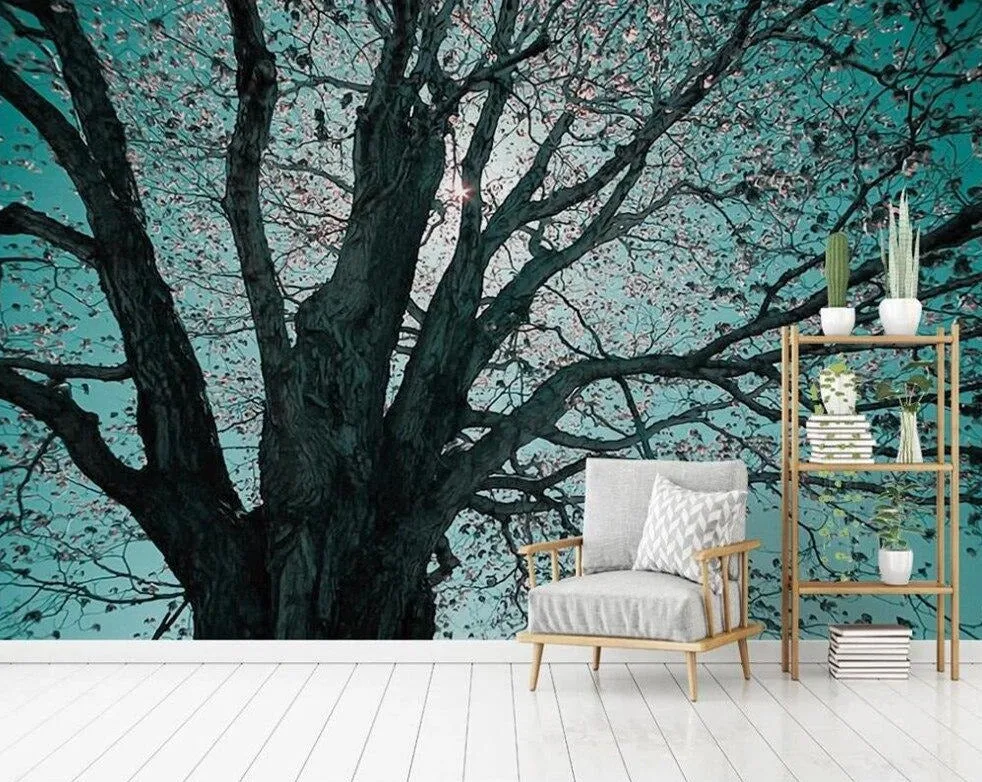 Custom Wallpaper Mural Oil Painting Effect Tree Silhouette (㎡)
