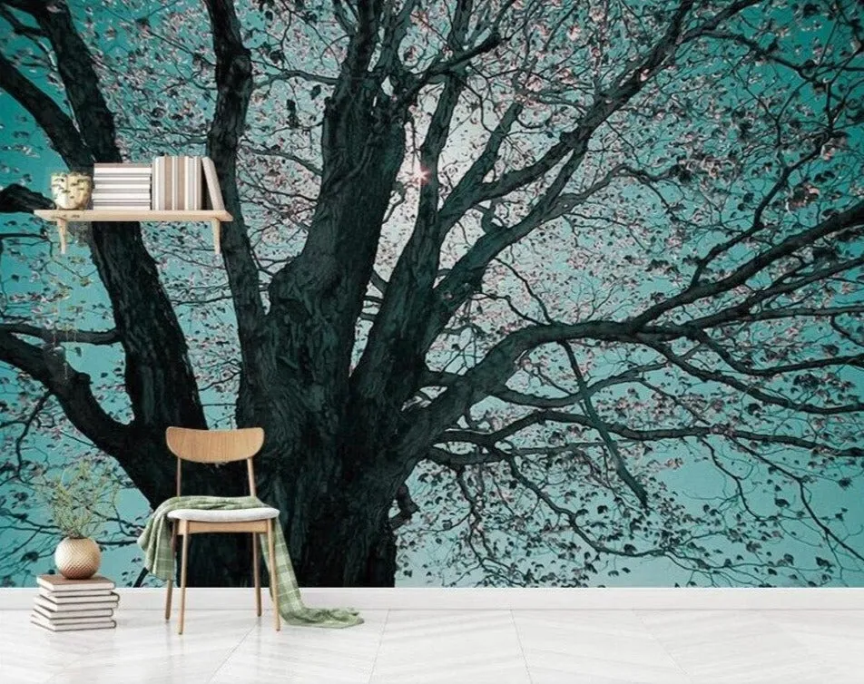 Custom Wallpaper Mural Oil Painting Effect Tree Silhouette (㎡)
