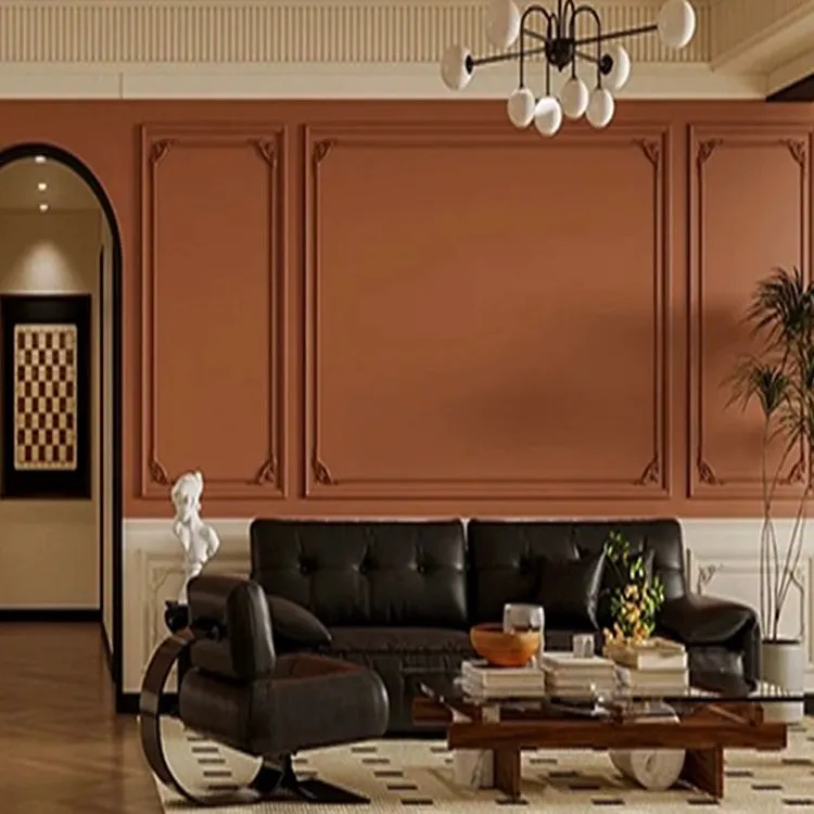 Custom Wallpaper Mural Plaster Line Background Wall Retro Green and Red (㎡)