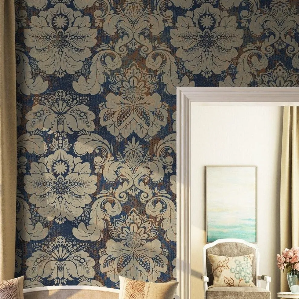 Custom Wallpaper Mural Retro Damascus Effect Wallcovering (㎡)