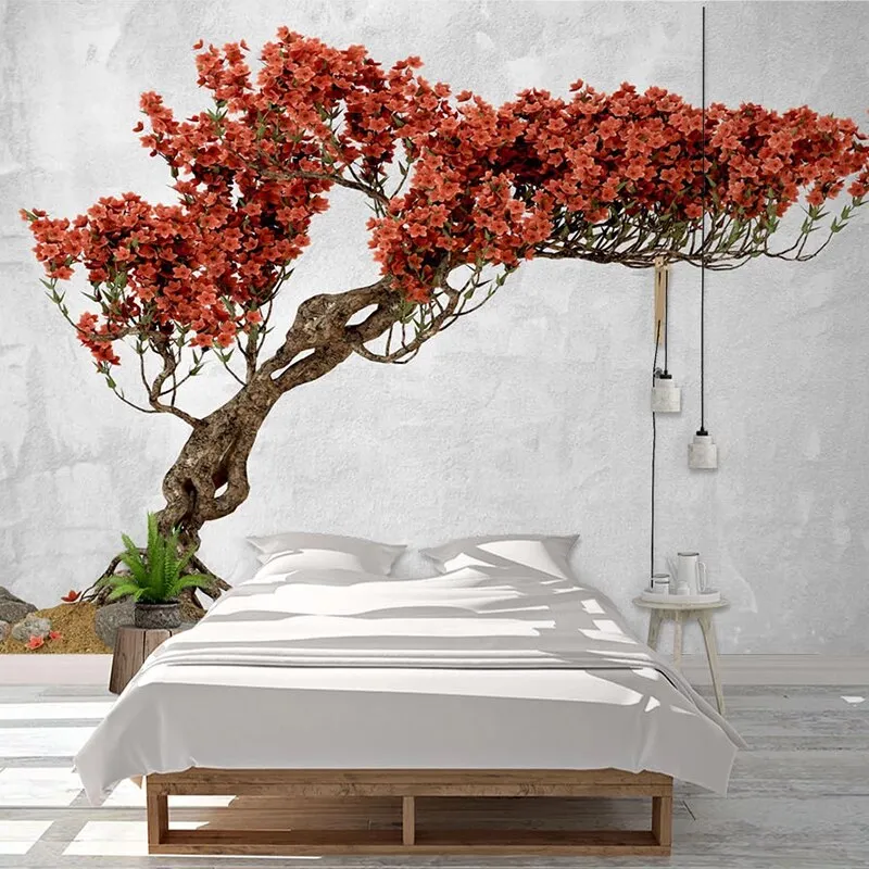 Custom Wallpaper Mural Retro Style Flower Tree (㎡)
