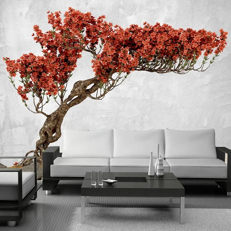 Custom Wallpaper Mural Retro Style Flower Tree (㎡)