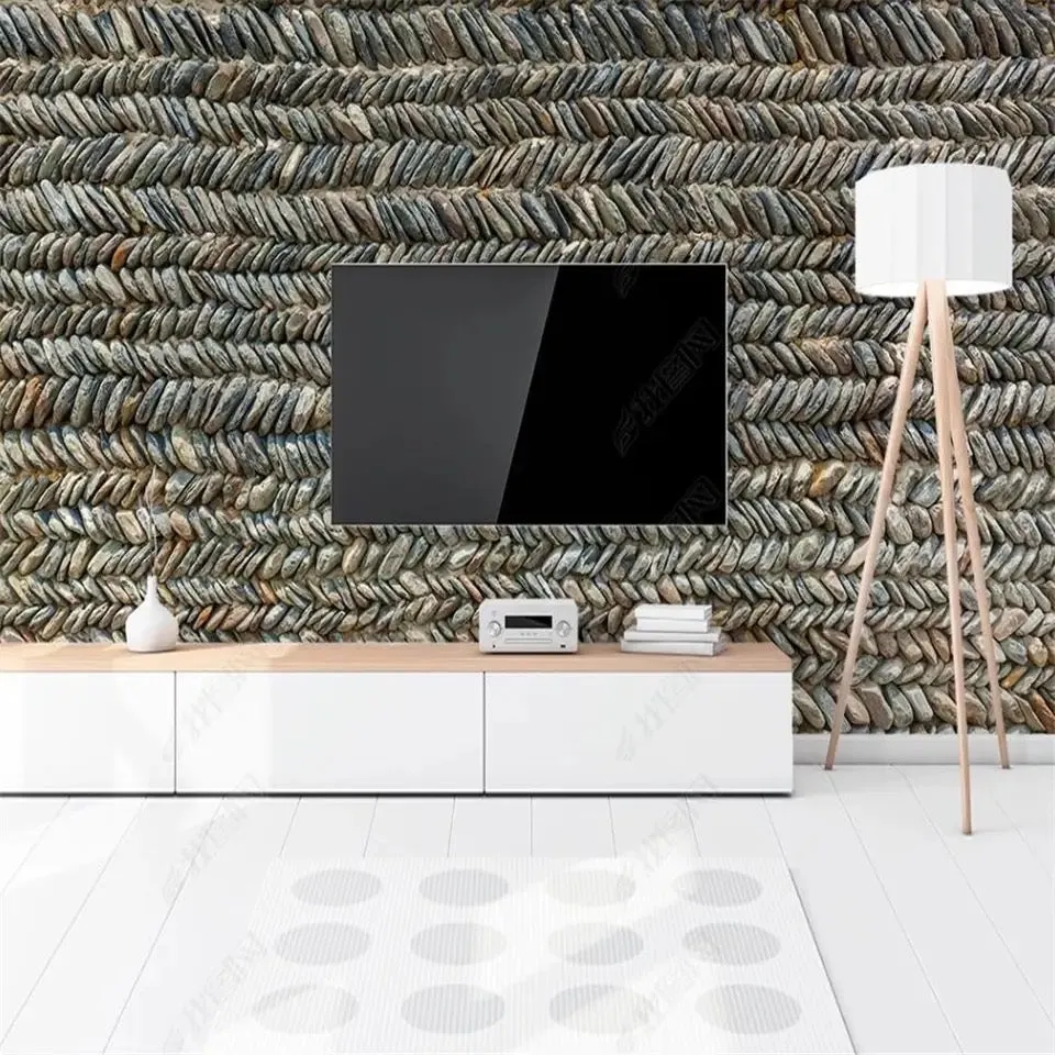 Custom Wallpaper Mural Stacked Pebble Wall Effect (㎡)