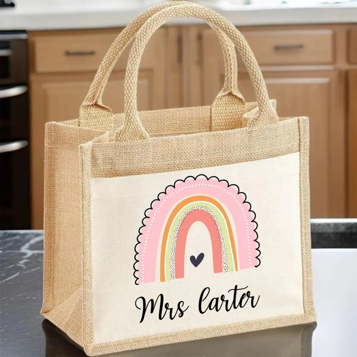 Customisable Teacher Tote Bag - Rainbow Design - Thank You Gift