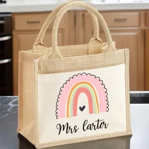 Customisable Teacher Tote Bag - Rainbow Design - Thank You Gift