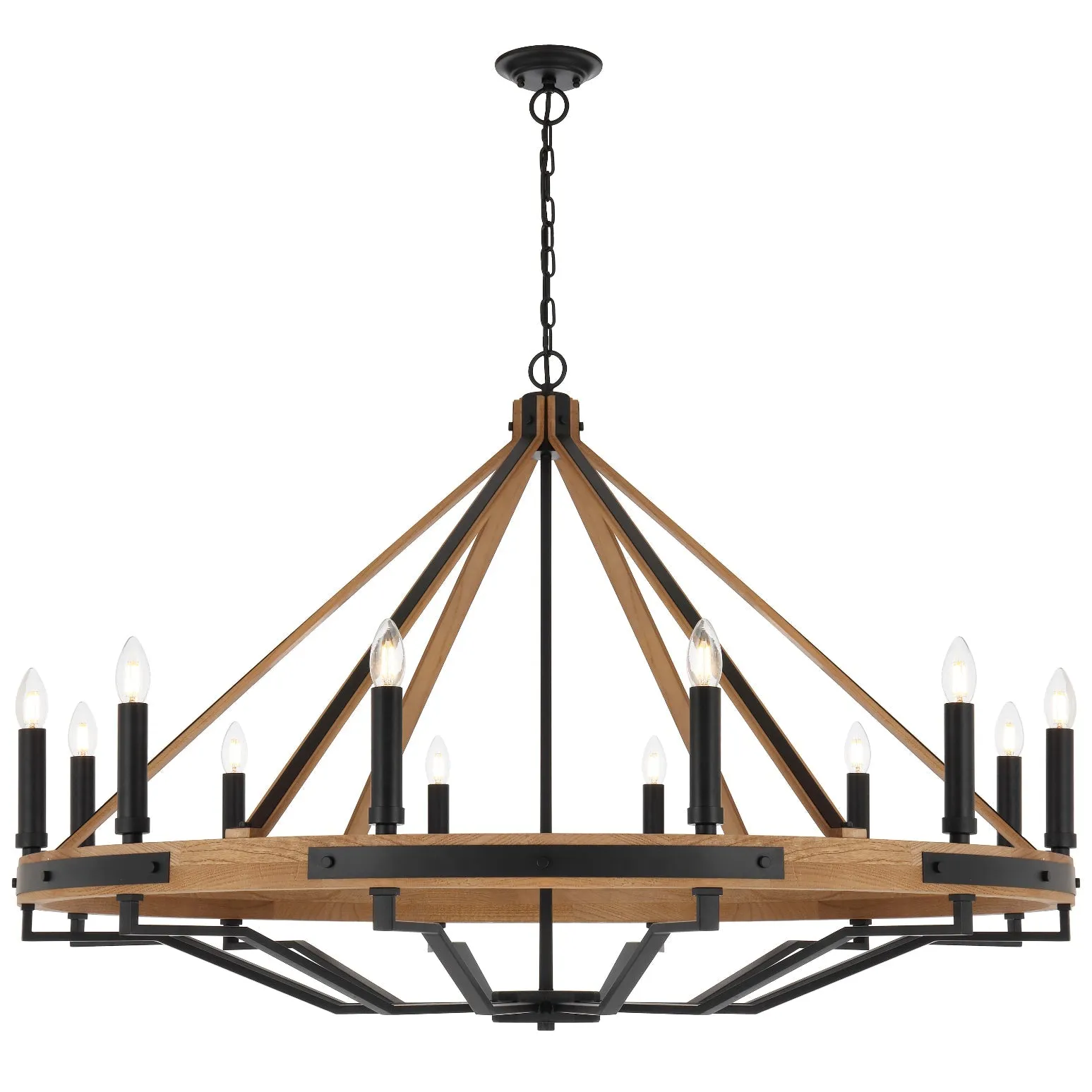 Darien 12 Light Ash Timber Rustic Vintage Pendant