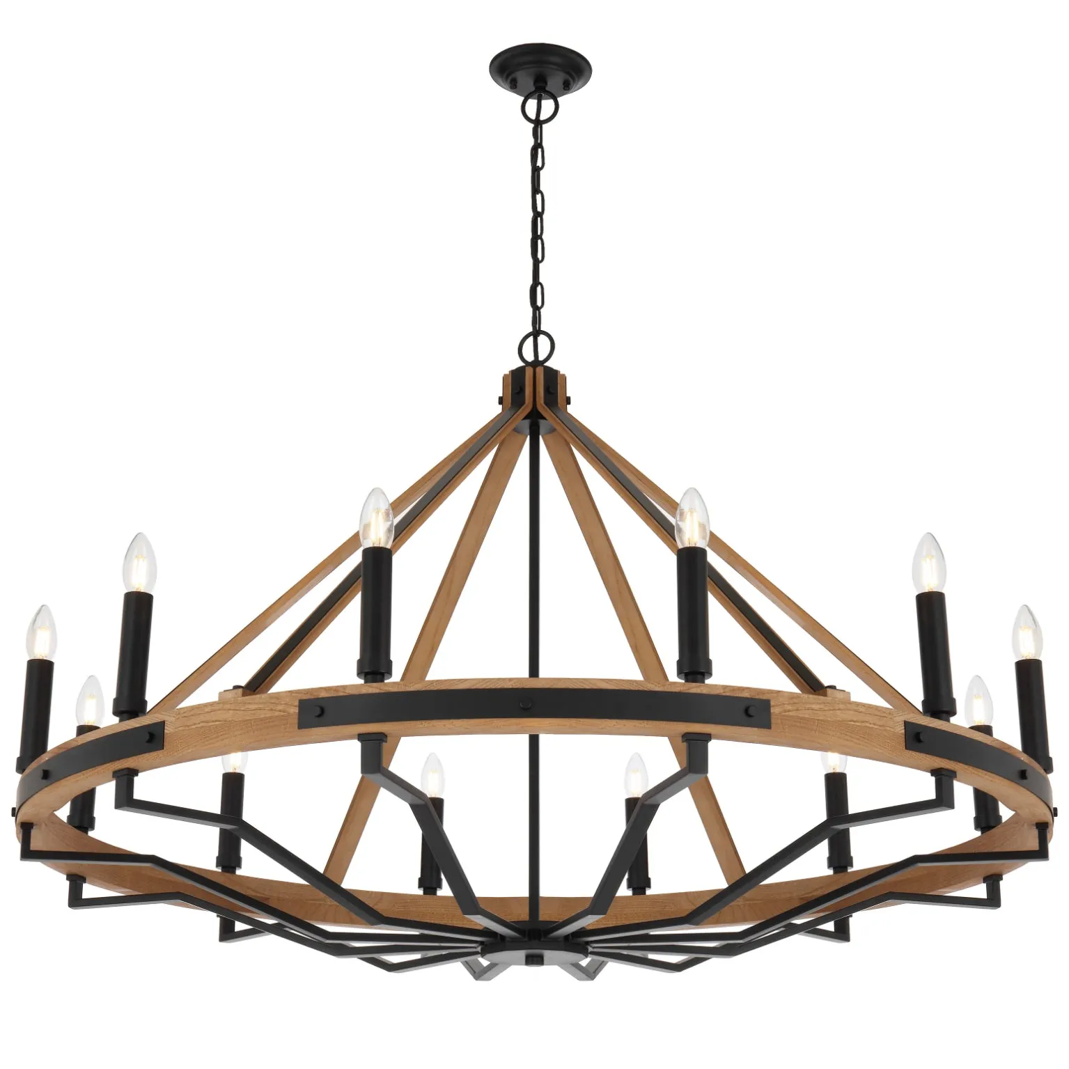 Darien 12 Light Ash Timber Rustic Vintage Pendant