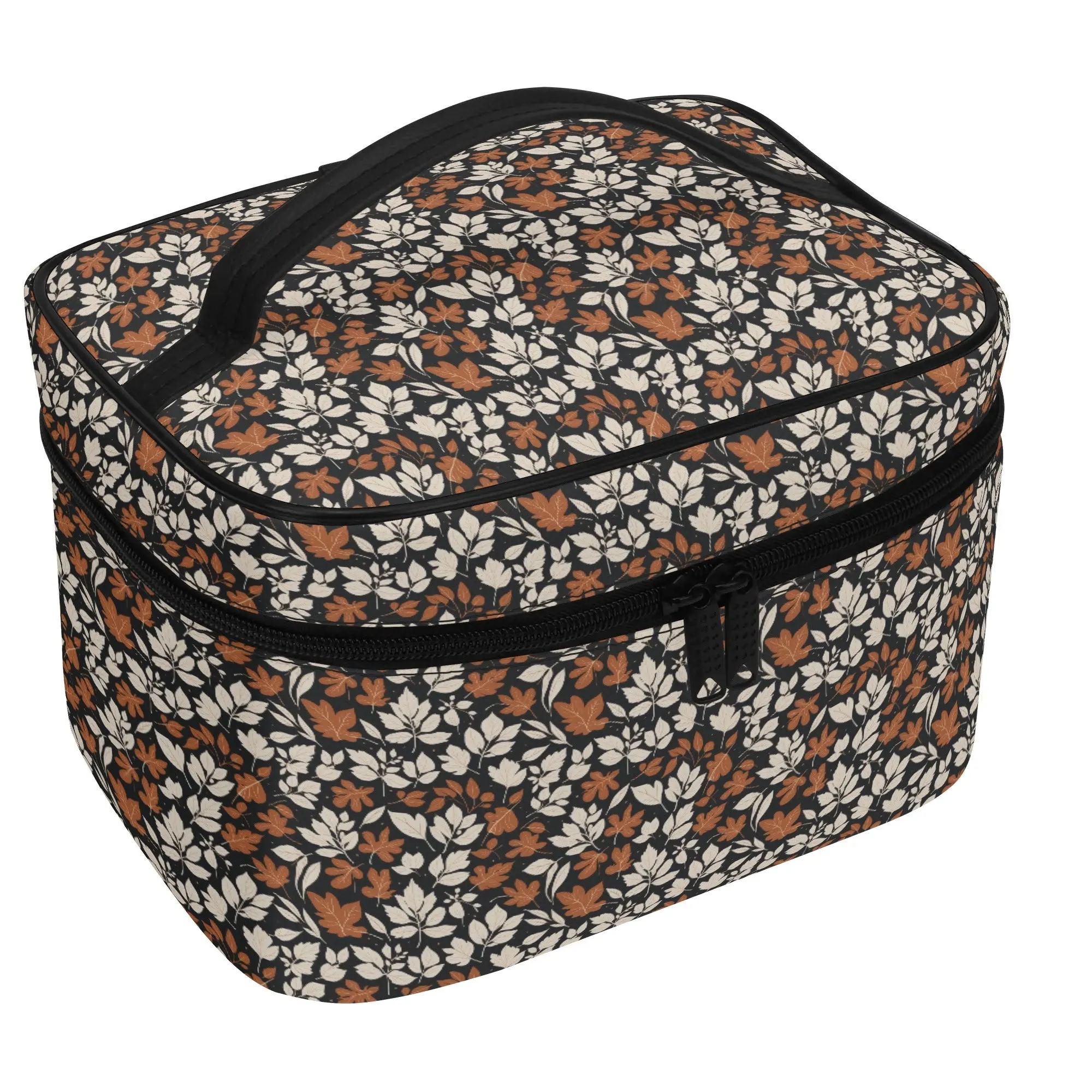 Dark Autumn Leather Cosmetic Bag