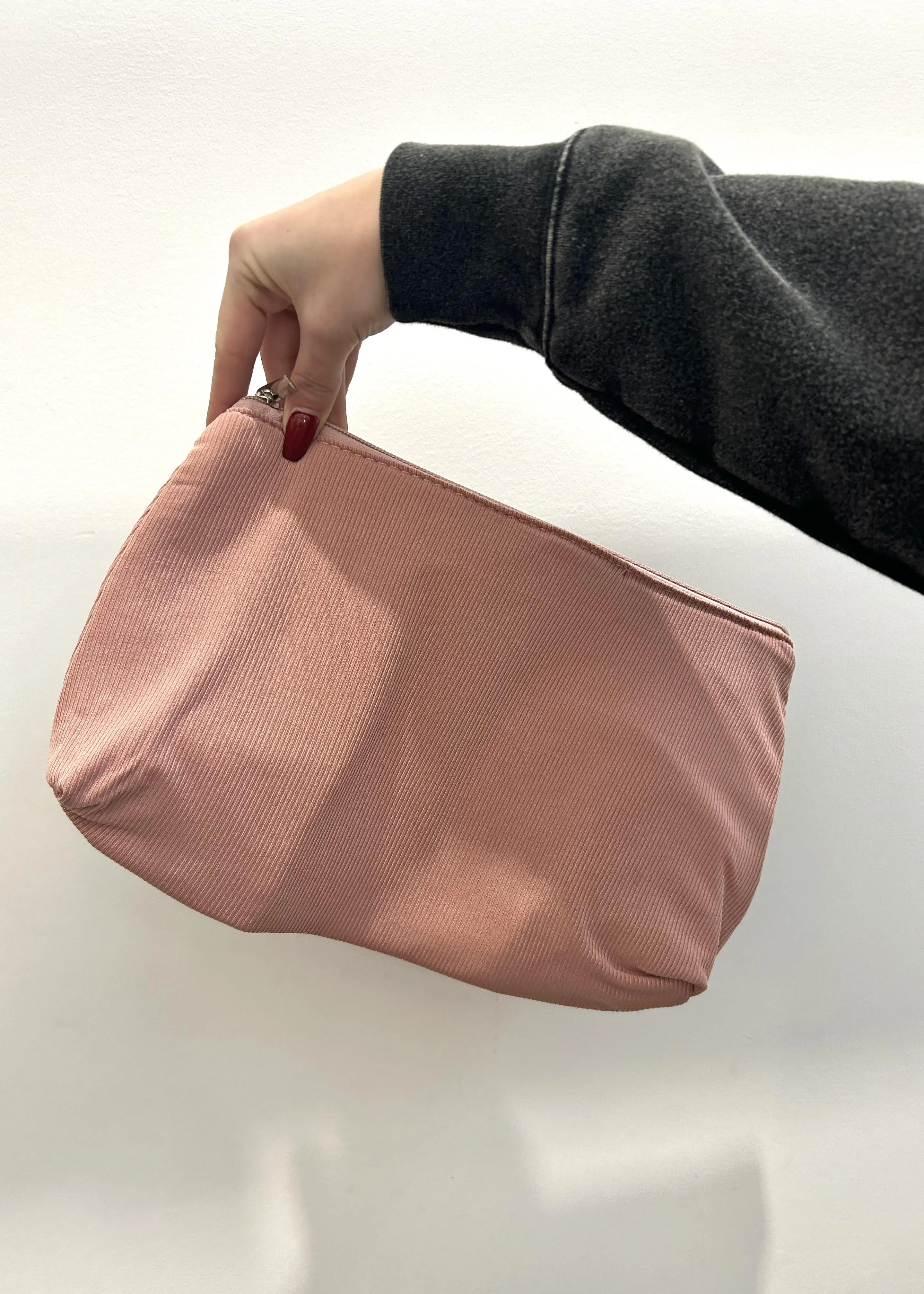 Day In Day Out Pink Ribbed Cosmetic Bag