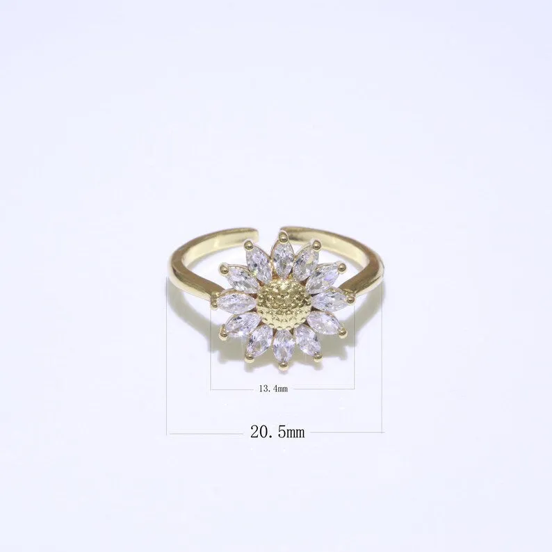 Dazzling CZ Sunflower Ring