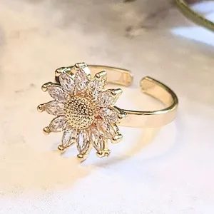 Dazzling CZ Sunflower Ring