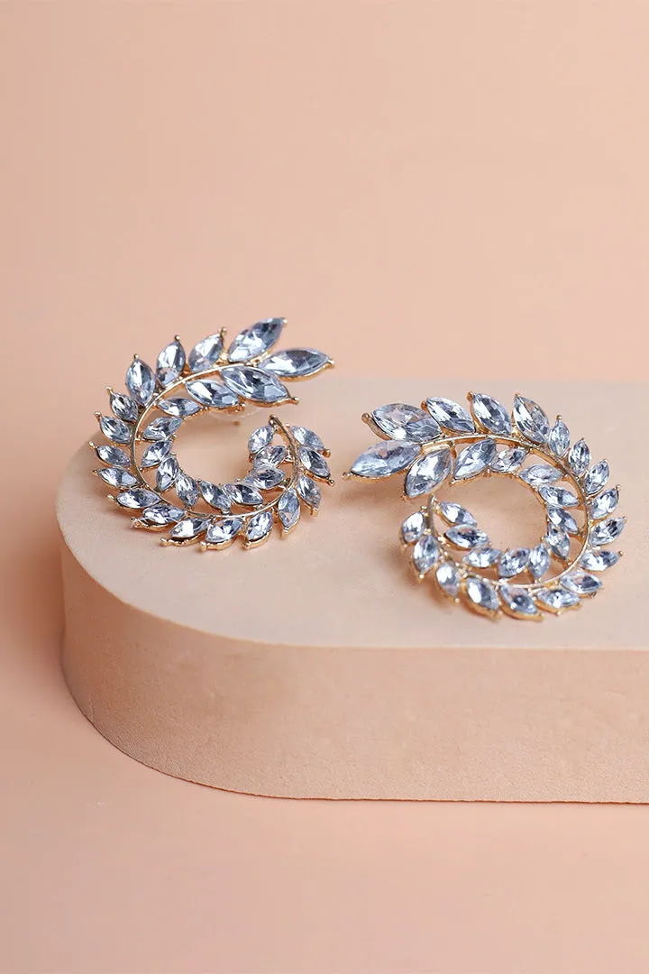 Dazzling Diamond Leaves Stud