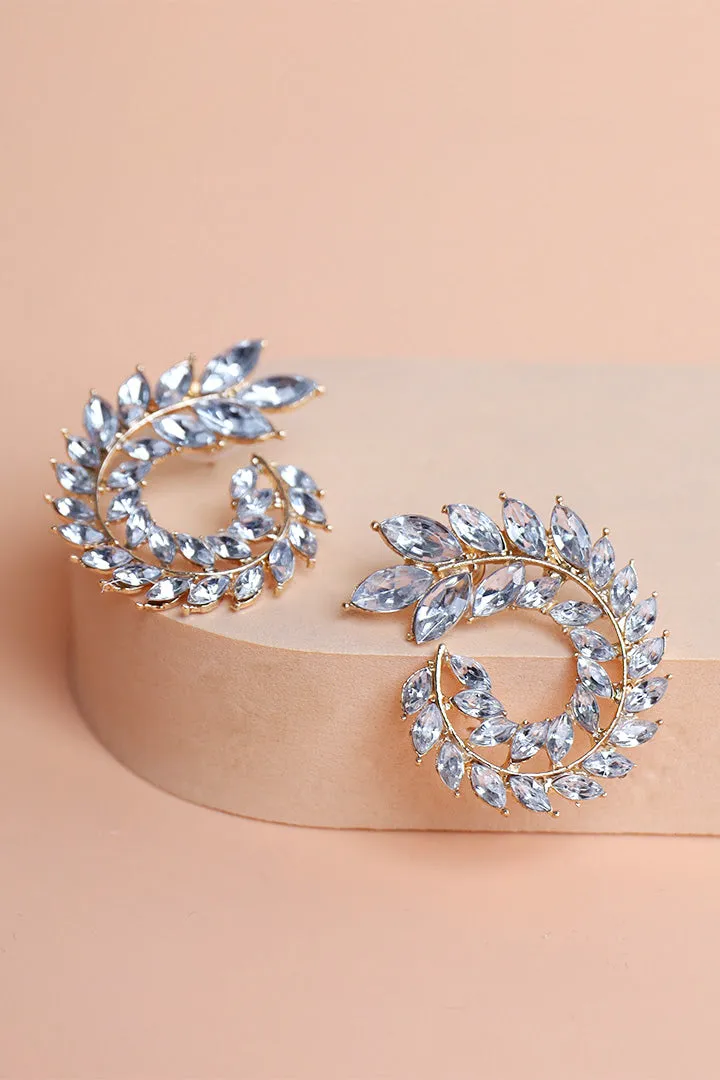 Dazzling Diamond Leaves Stud