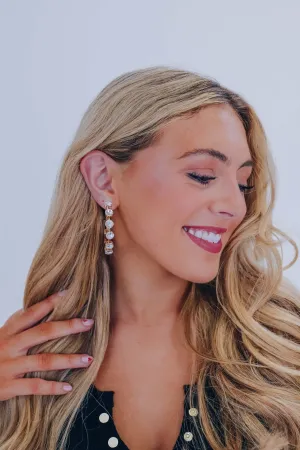 Dazzling Embrace Stone Hoop Earrings - Clear