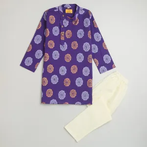 Dazzling Flower Boys Ethnic Wear- Purple