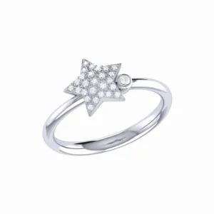 Dazzling Star Bezel Diamond Ring in Sterling Silver
