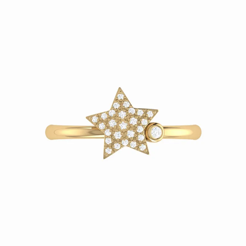 Dazzling Star Bezel Diamond Ring in Sterling Silver