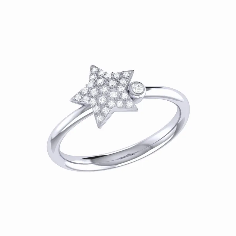 Dazzling Star Bezel Diamond Ring in Sterling Silver