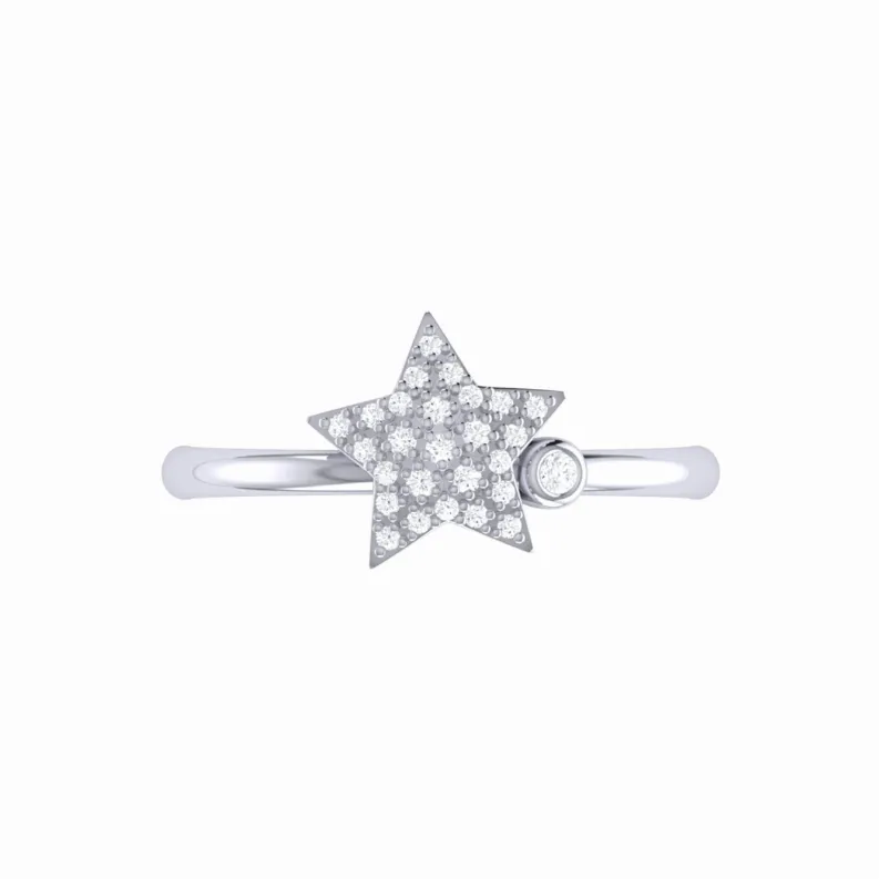 Dazzling Star Bezel Diamond Ring in Sterling Silver