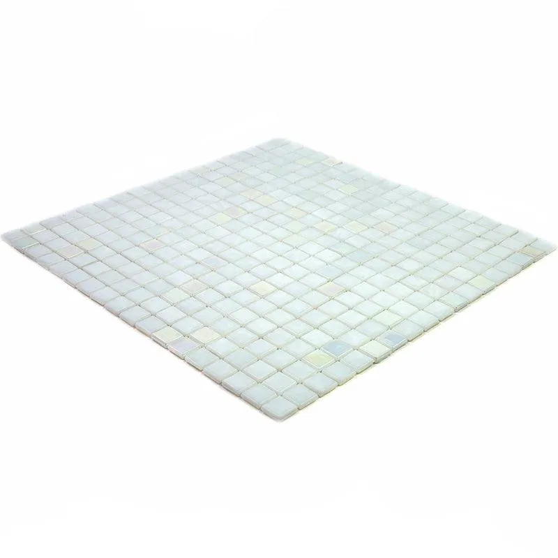 Dazzling White Iridescent Squares Glass Tile