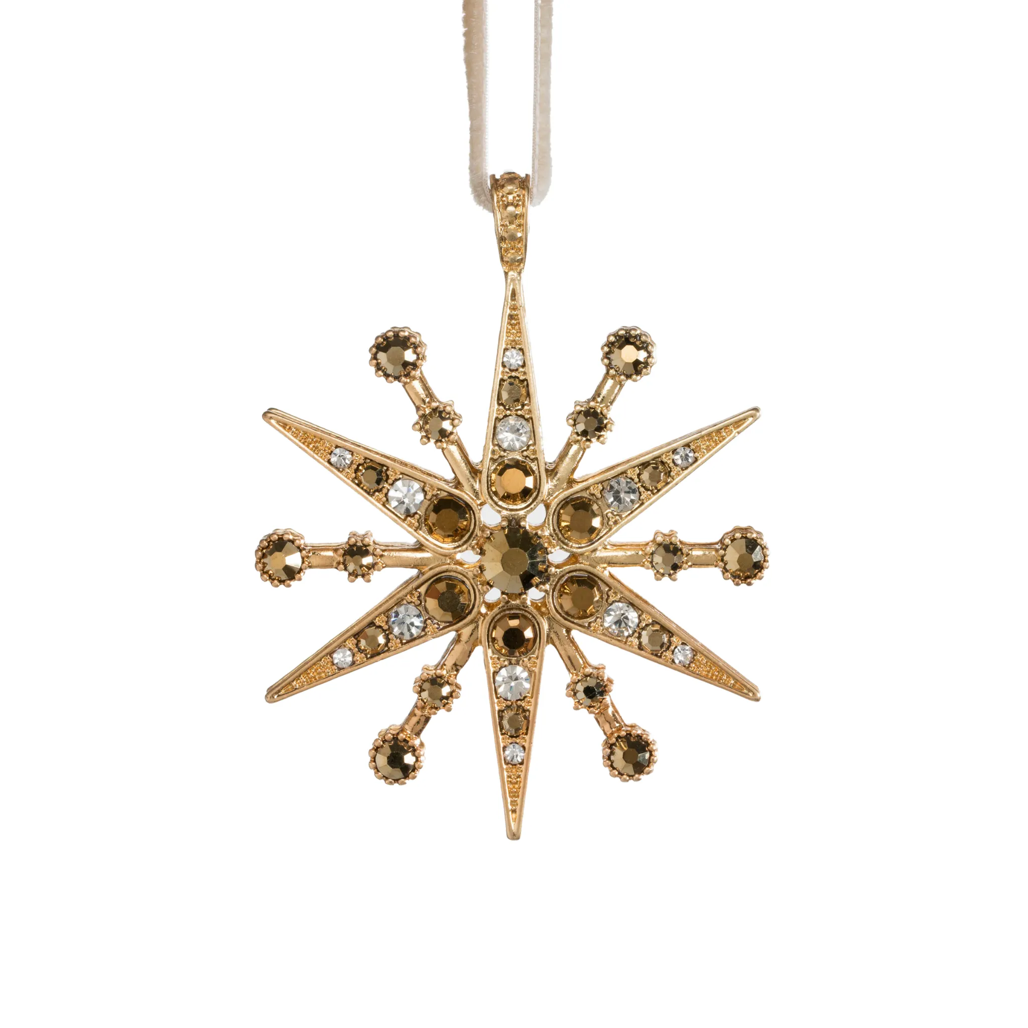 Deco Snowflake Hanging Christmas Ornament, Gold
