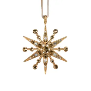 Deco Snowflake Hanging Christmas Ornament, Gold