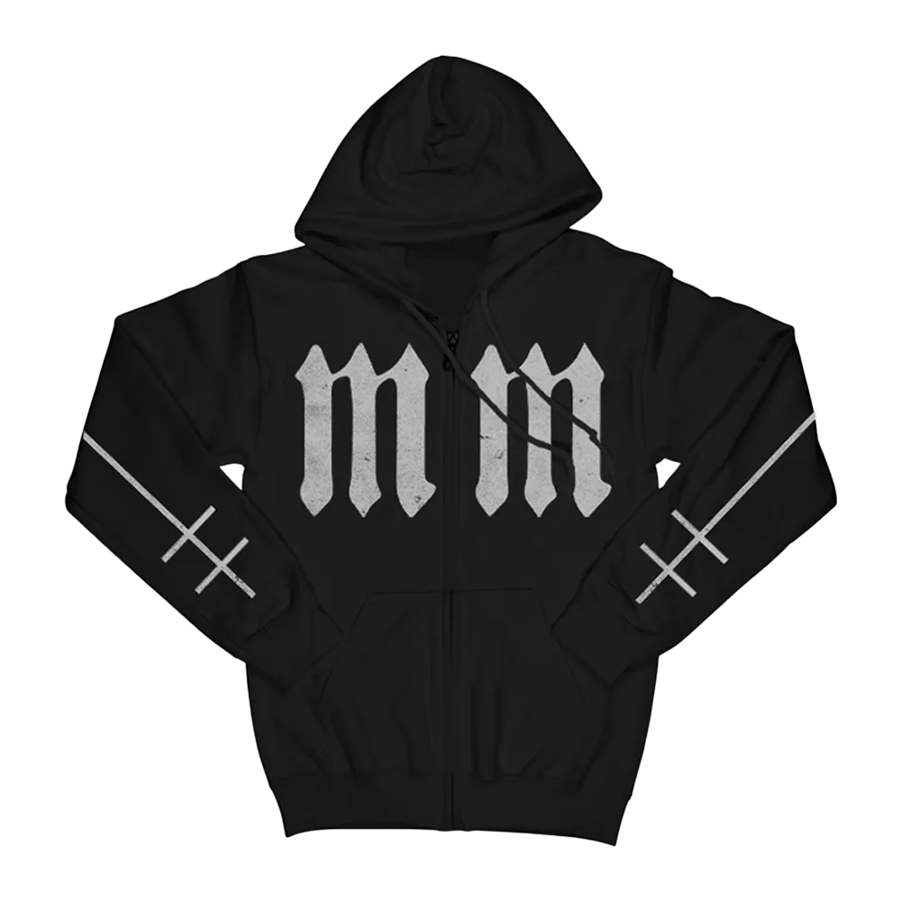 Distressed Silver Zip Hoodie