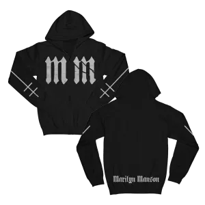 Distressed Silver Zip Hoodie