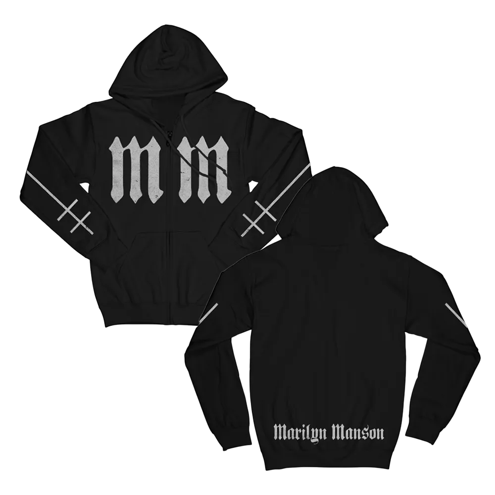 Distressed Silver Zip Hoodie
