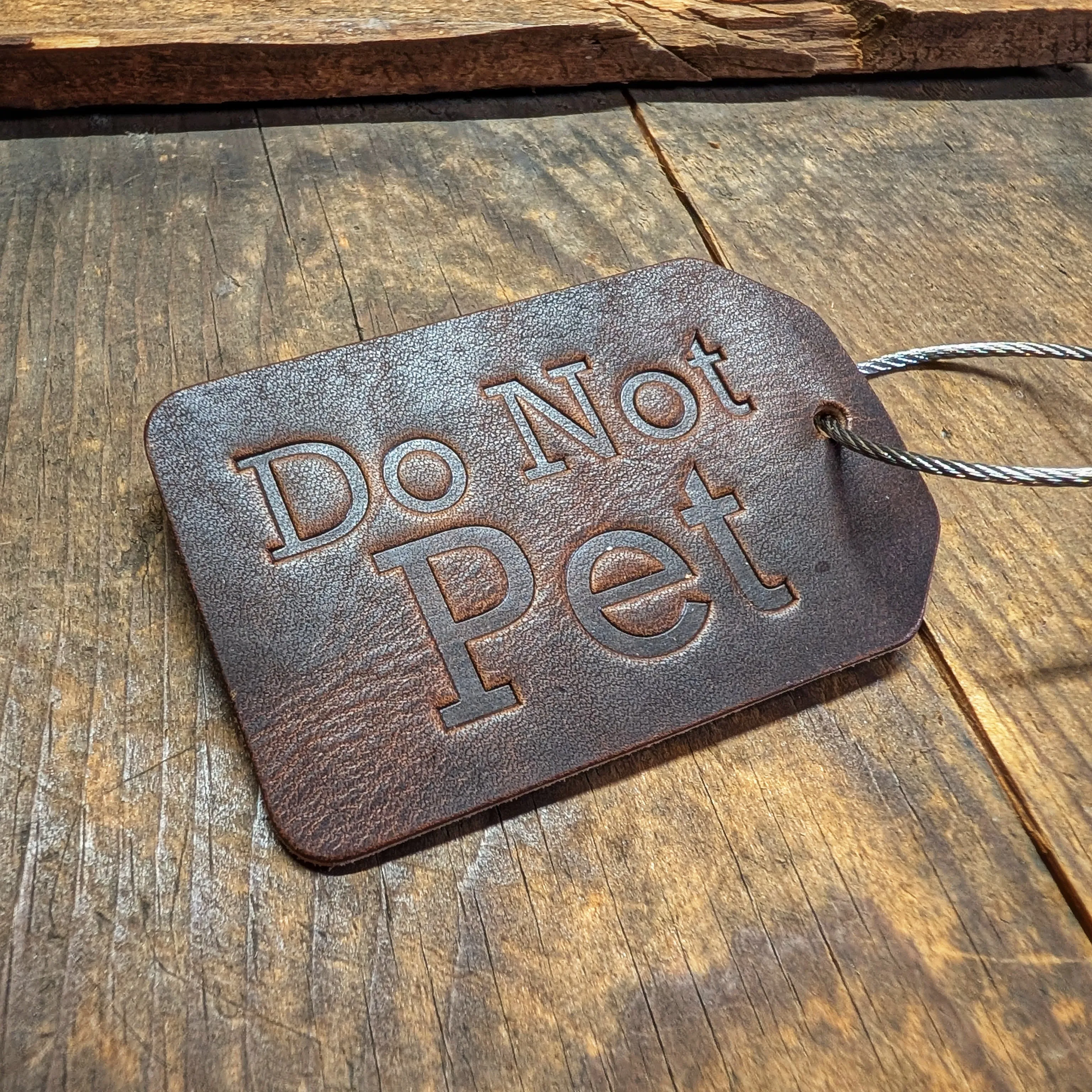 Do Not Pet - Personalized Horween Leather Luggage Tag