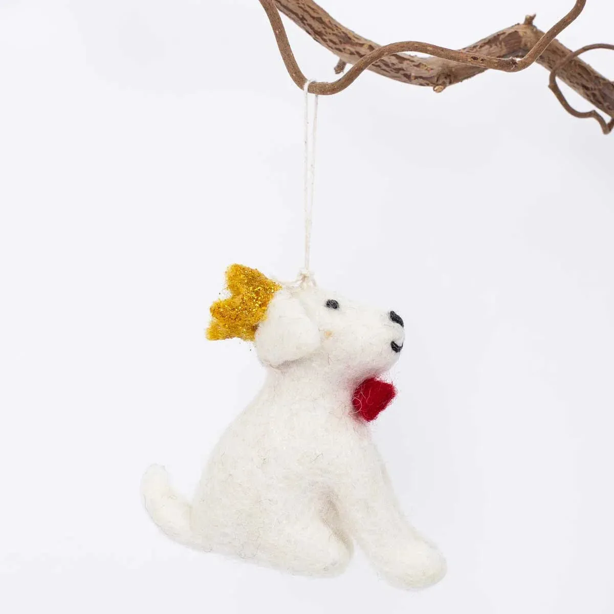 Dog with Crown Christmas Ornament