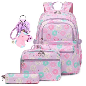 Donuts Print: 3 Pcs/Set of School Backpacks for Teenage Girls