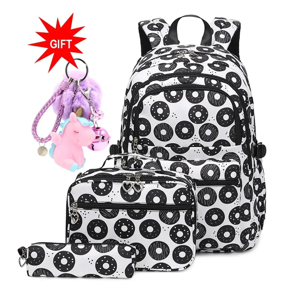 Donuts Print: 3 Pcs/Set of School Backpacks for Teenage Girls