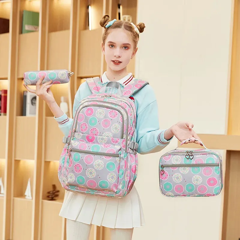 Donuts Print: 3 Pcs/Set of School Backpacks for Teenage Girls