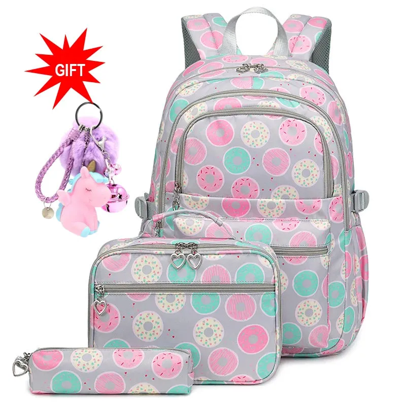 Donuts Print: 3 Pcs/Set of School Backpacks for Teenage Girls