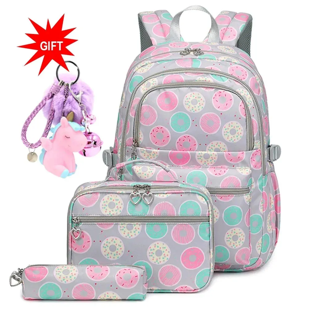 Donuts Print: 3 Pcs/Set of School Backpacks for Teenage Girls