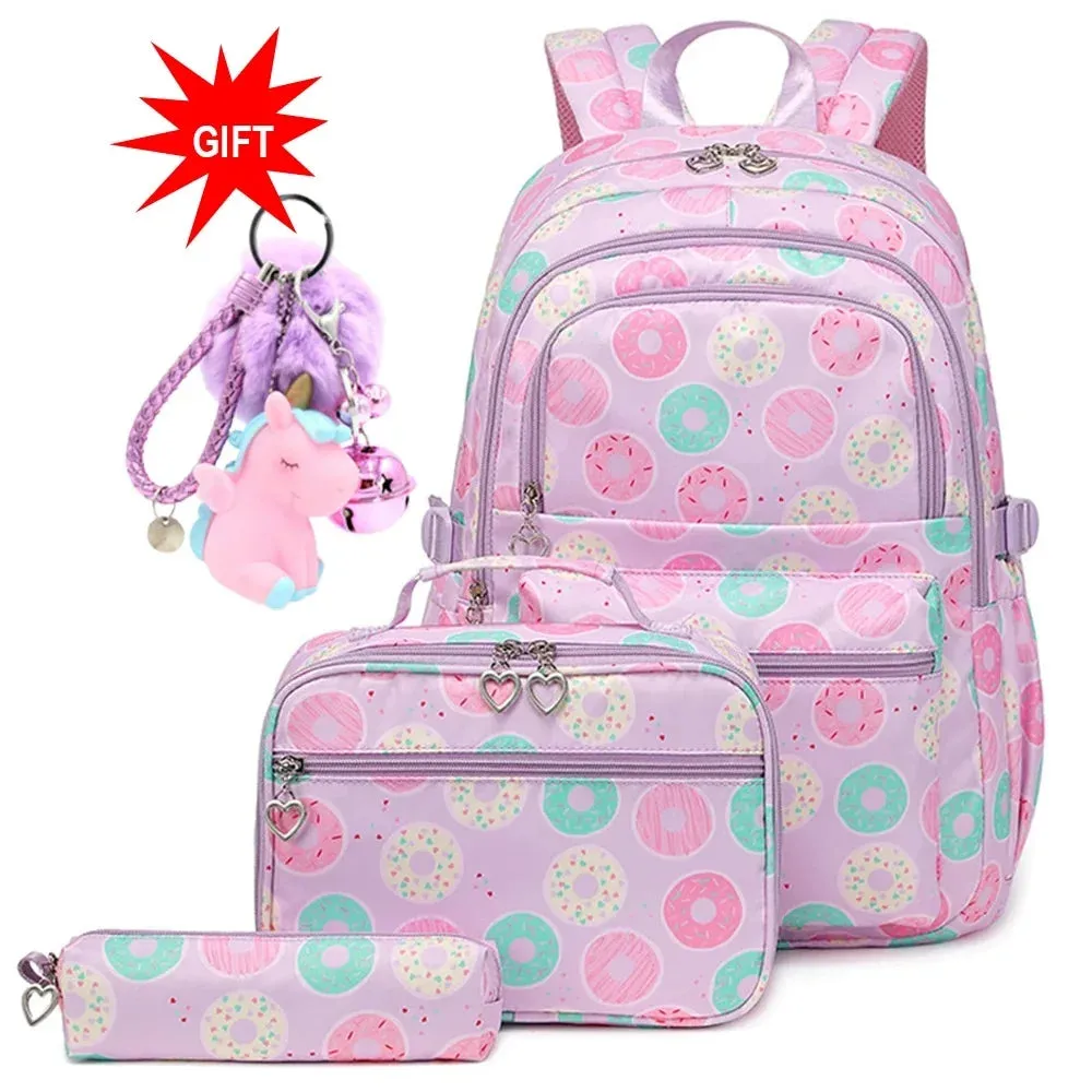 Donuts Print: 3 Pcs/Set of School Backpacks for Teenage Girls